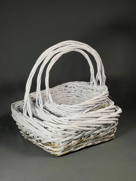 Набор корзин, 3 шт Бело-золотые (L:33X11X33 M:28X9.5X28 S:23X8X23)